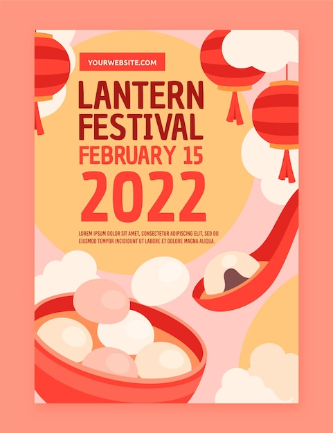 Flat lantern festival poster template