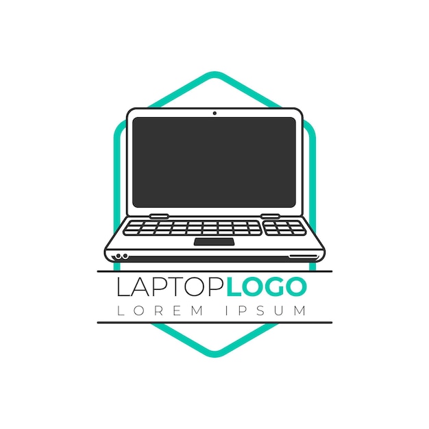 Flat laptop logo template