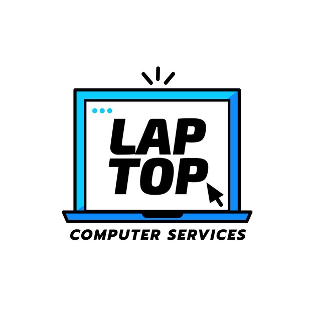 Flat laptop logo template