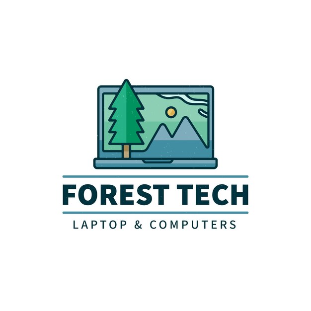 Плоский шаблон логотипа ноутбука