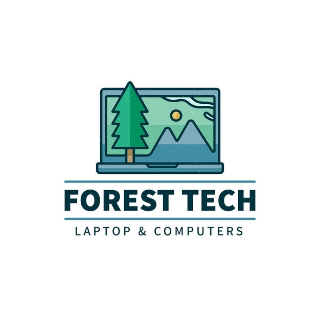 Flat laptop logo template