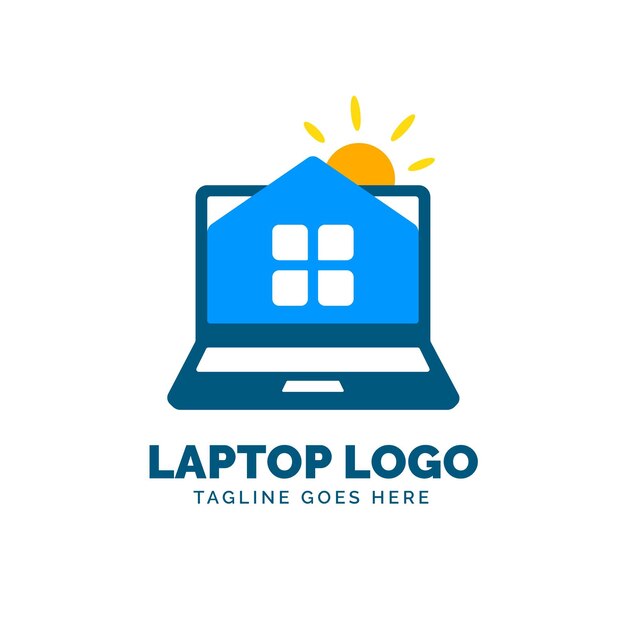 Flat laptop logo template