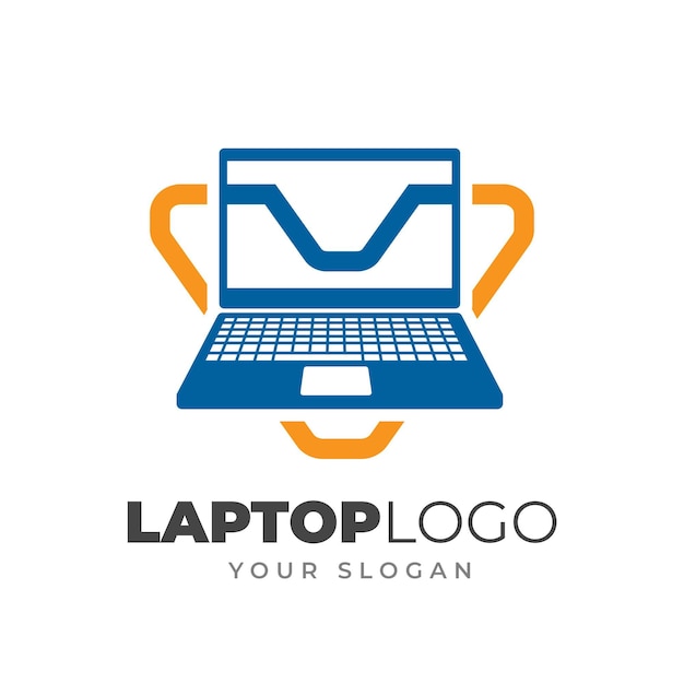 Vettore gratuito modello di logo per laptop piatto