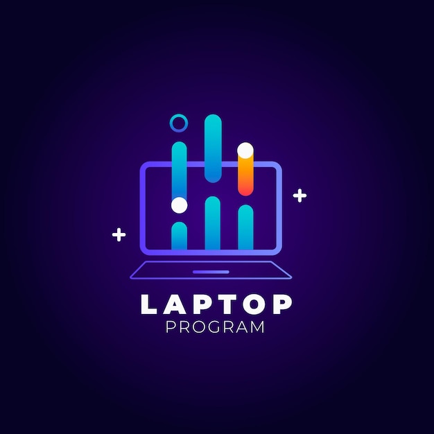 Flat laptop logo template