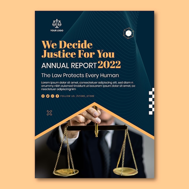 Free vector flat law firm annual report template