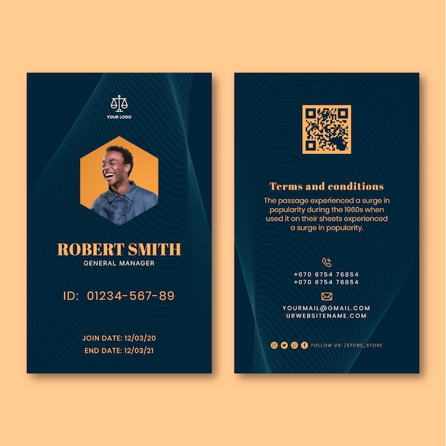 Flat law firm id card template