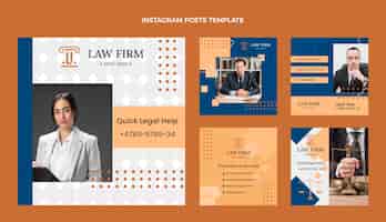 Free vector flat law firm instagram posts collection