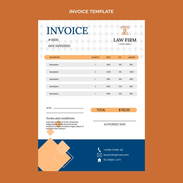 flat law firm invoice template