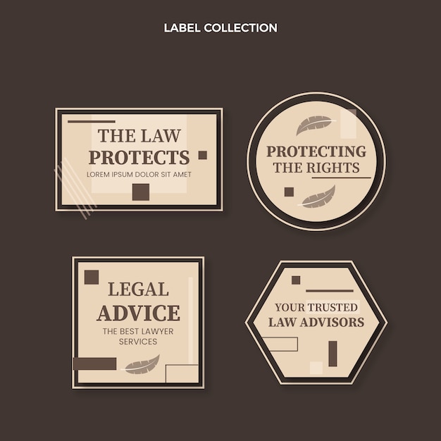 Free vector flat law firm labels collection