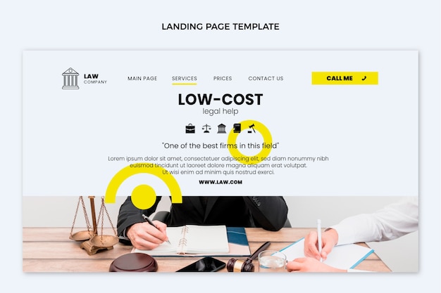 Free vector flat law firm landing page template