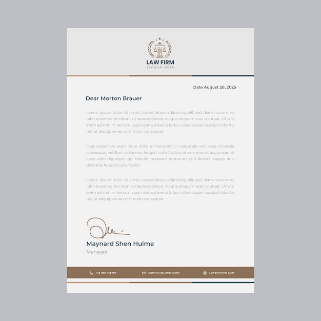 Free vector flat law firm letterhead template