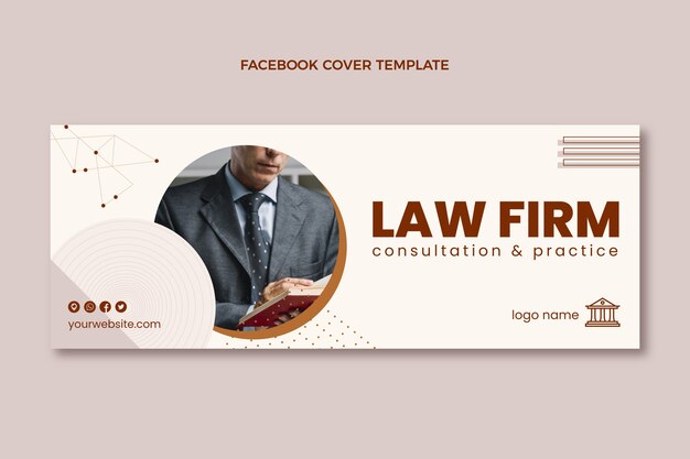 Шаблон обложки в социальных сетях плоской юридической фирмы