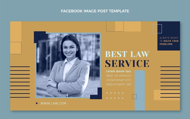 Free vector flat law firm social media post template