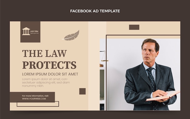 Free vector flat law firm social media promo template