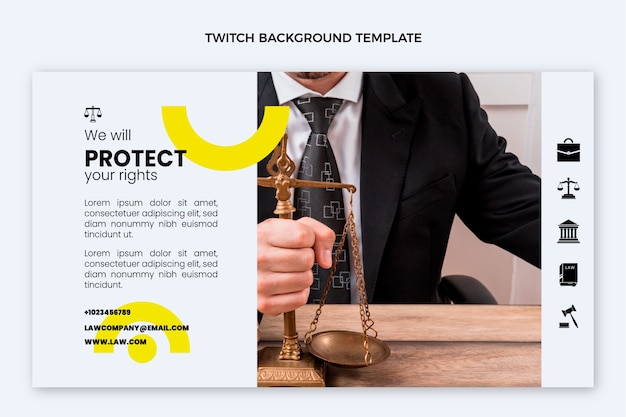 Free vector flat law firm twitch background