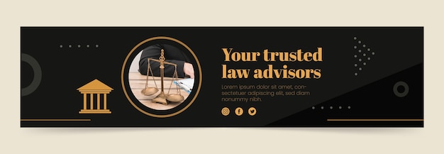 Free vector flat law firm twitch banner