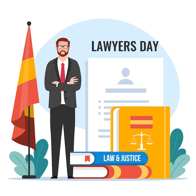 Плоская иллюстрация дня юриста на испанском языке