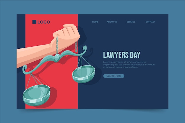 Flat lawyers day landing page template