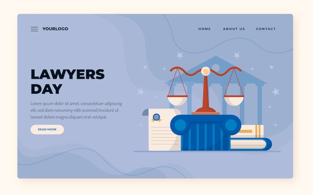 Flat lawyers day landing page template