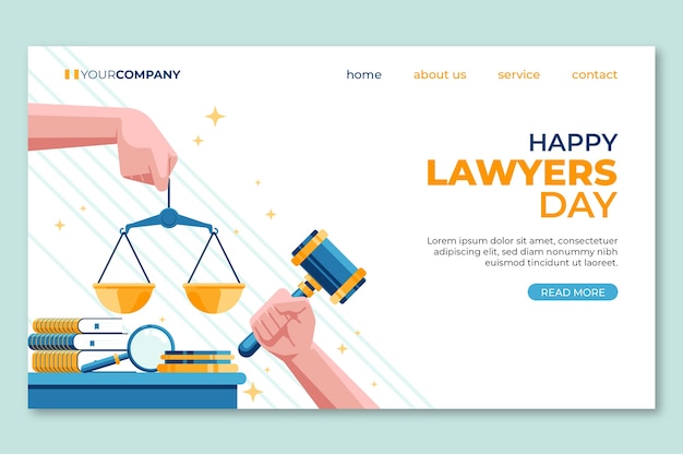 Free vector flat lawyers day landing page template