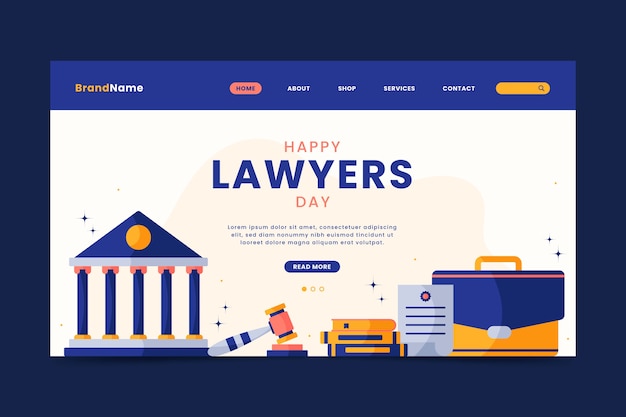 Free vector flat lawyers day landing page template