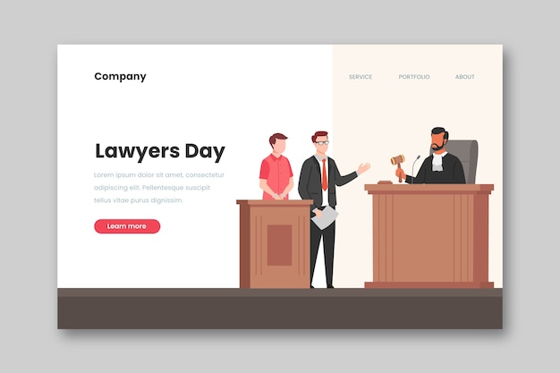 Бесплатное векторное изображение Плоская целевая страница дня юриста