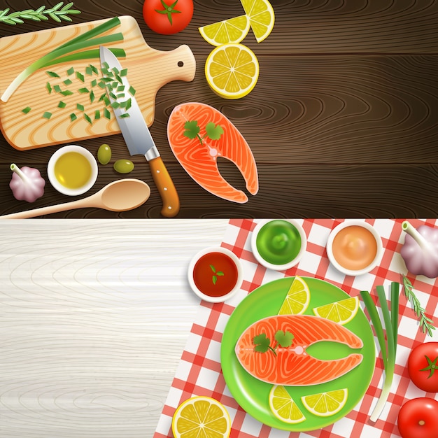 Flat Lay Cooking 2 Banners Set 