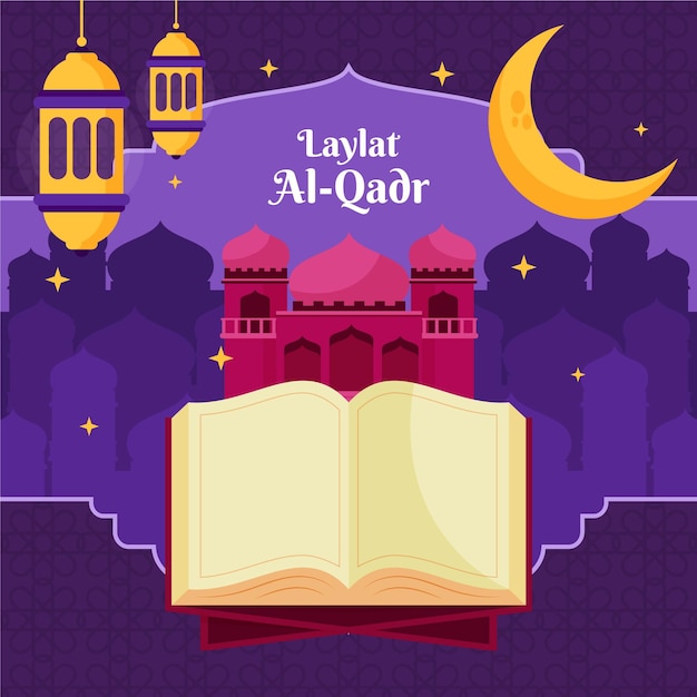 Illustrazione piatta laylat al-qadr