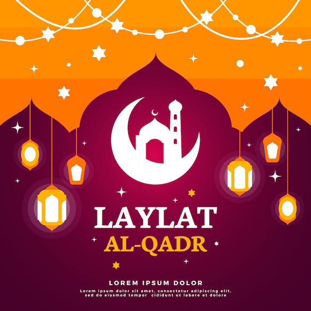 Free vector flat laylat al-qadr illustration