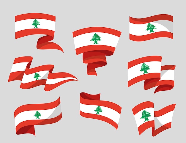 Collezione di bandiera libanese piatta