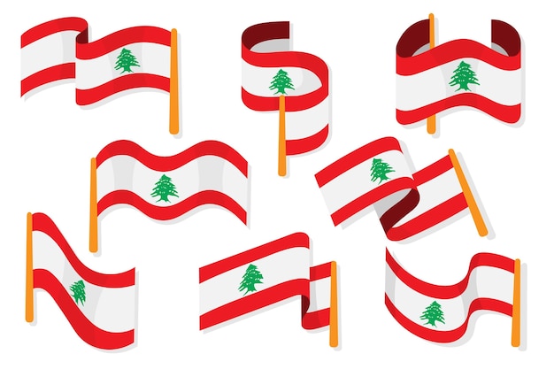 Vettore gratuito collezione di bandiera libanese piatta
