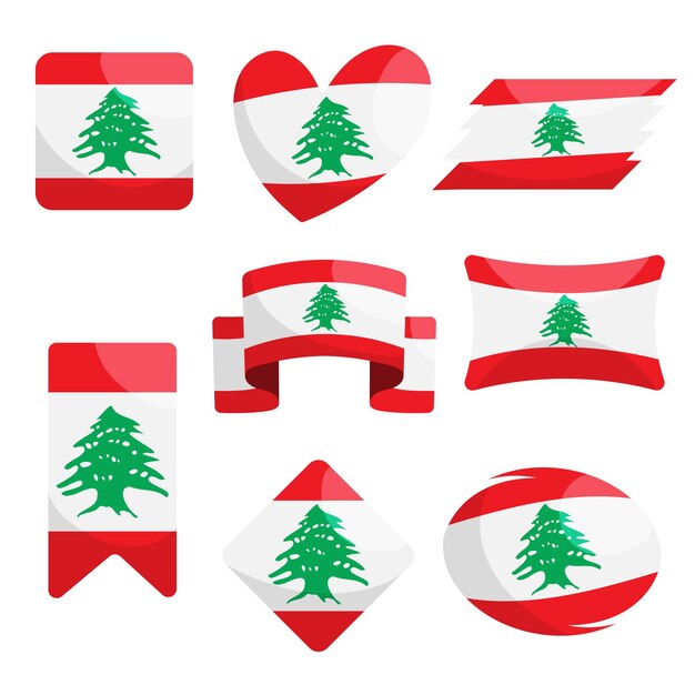 Flat lebanese flag collection