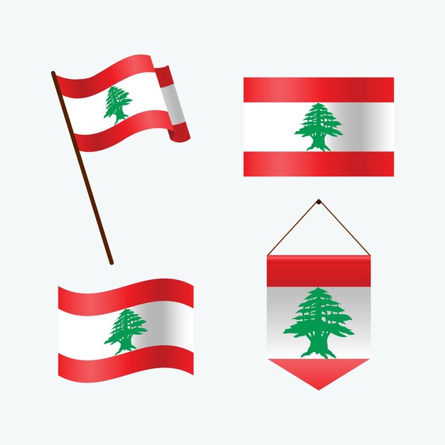 Flat lebanese flag collection