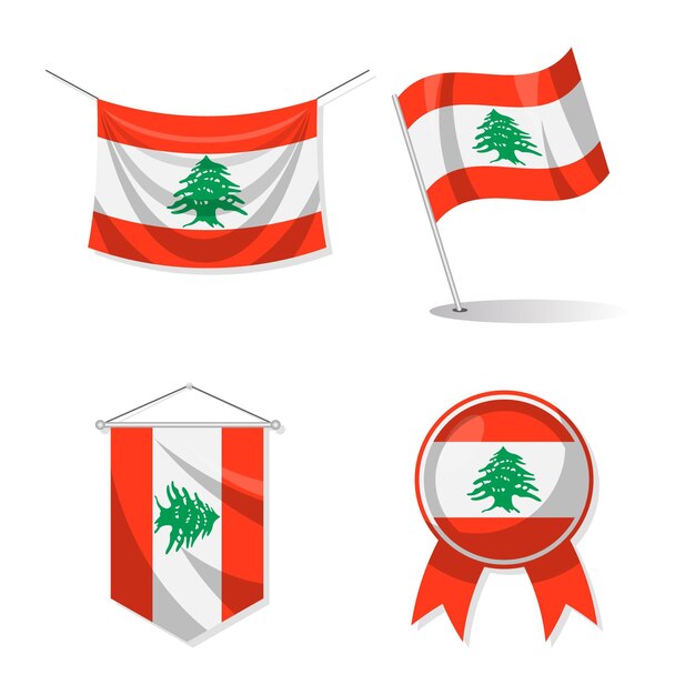Пакет плоских ливанских флагов