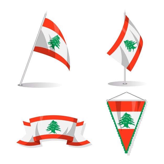 Flat lebanese flags pack