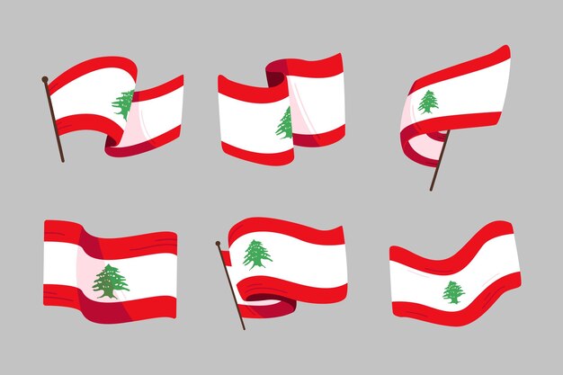 Flat lebanese flags pack