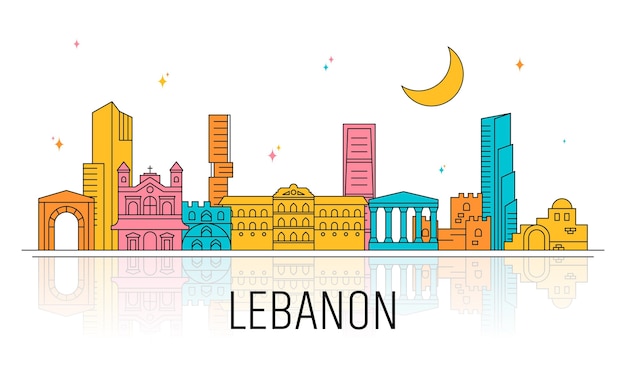 Flat lebanon skyline illustrated
