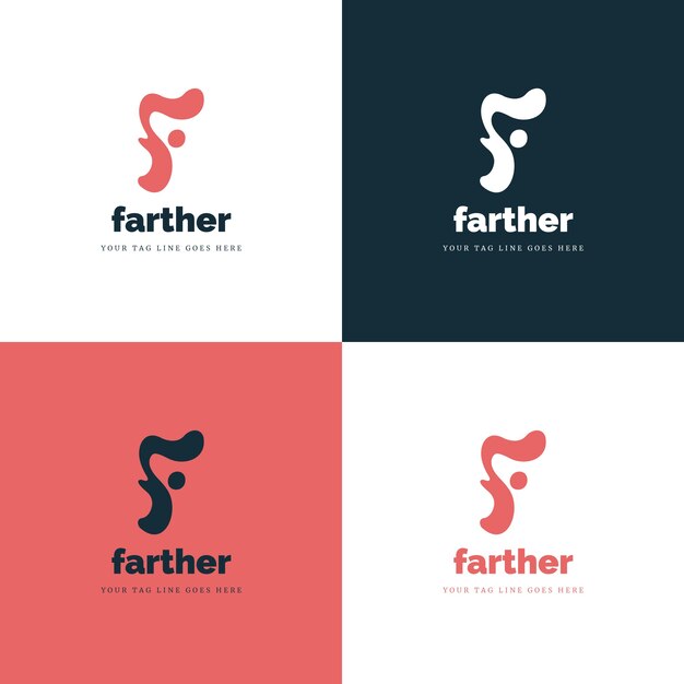 Flat letter f logo template set