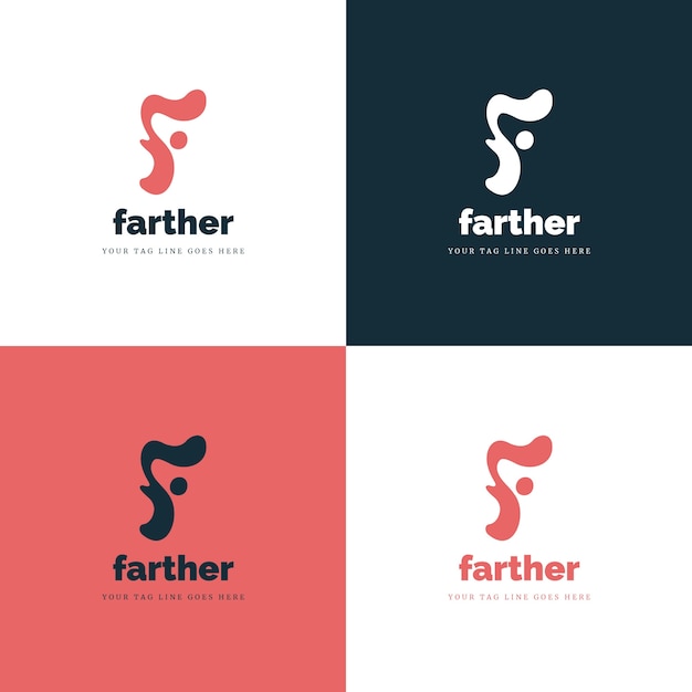 Набор шаблонов логотипа плоской буквы f