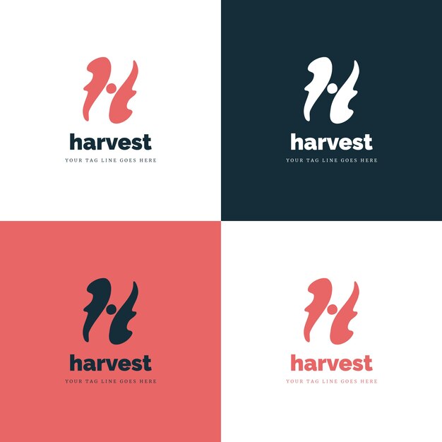 Flat letter h logo template set