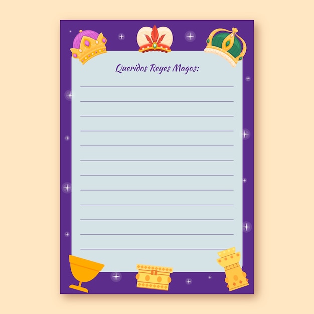 Template di lettere piatte per reyes magos