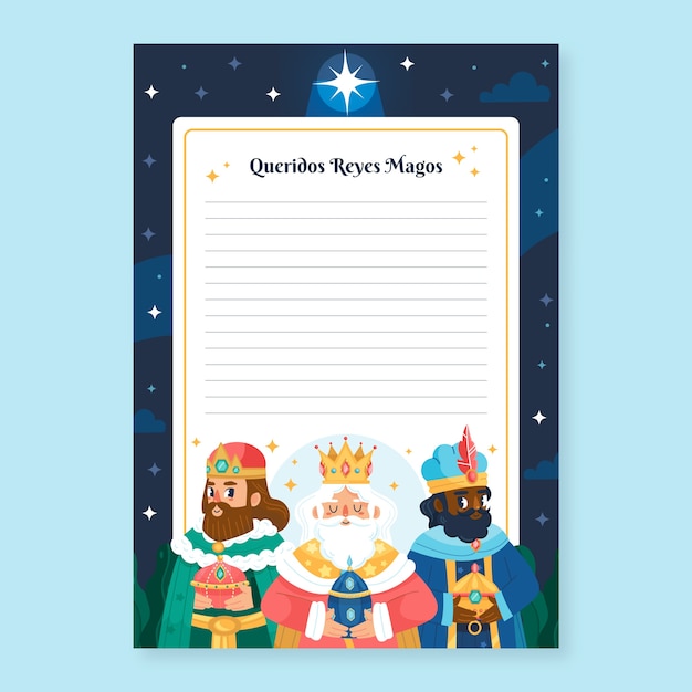 Modello di lettera piatta per reyes magos