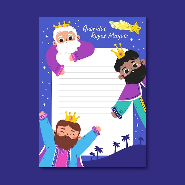 Modello di lettera piatta per reyes magos