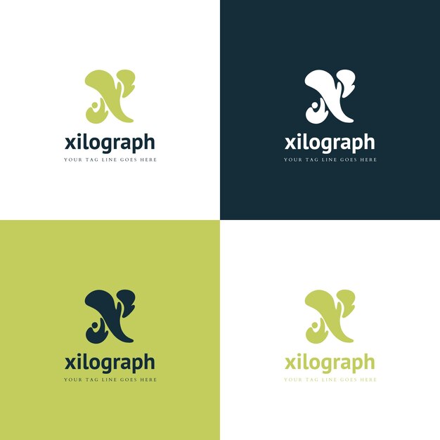 Flat letter x logo template set