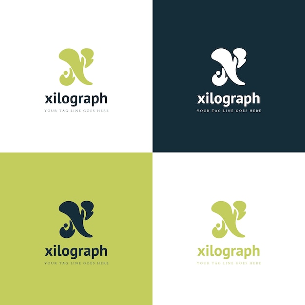 Flat letter x logo template set