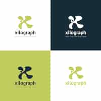 Free vector flat letter x logo template set