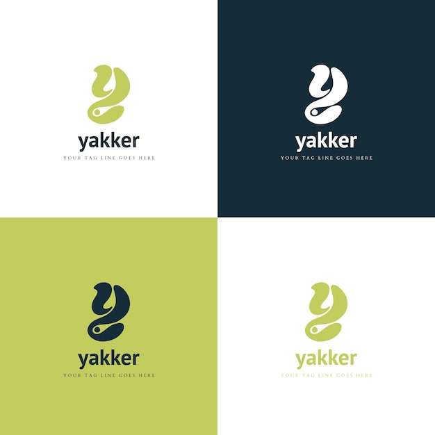 Flat Letter Y Logo Template Set