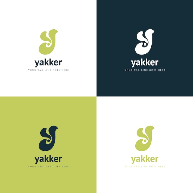 Flat Letter Y Logo Template Set