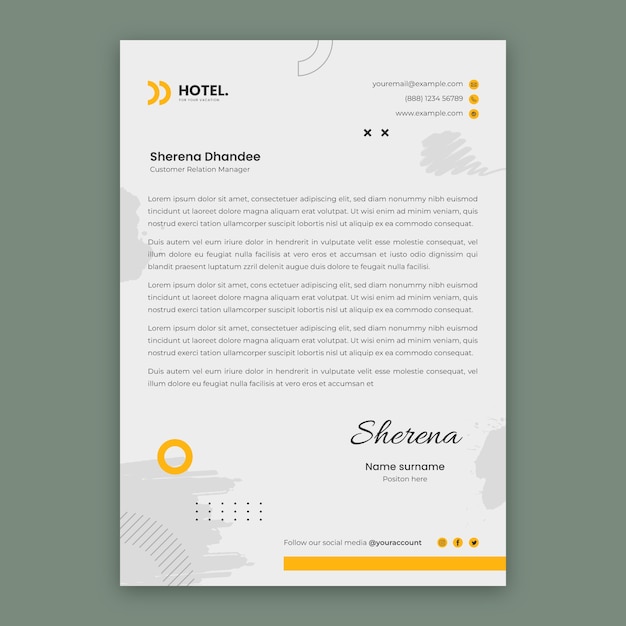 Flat letterhead template for hotel accommodation