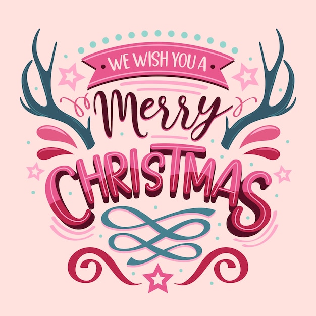 Free vector flat lettering for christmas season